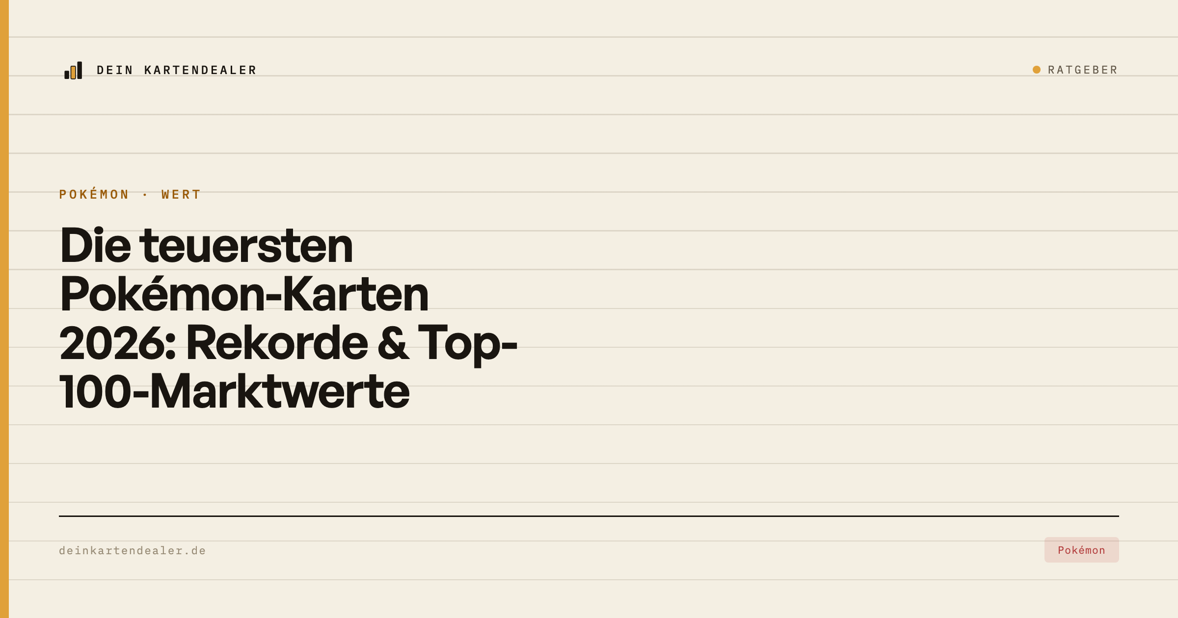 Die teuersten Pokémon-Karten 2026: Rekorde & Top-100-Marktwerte